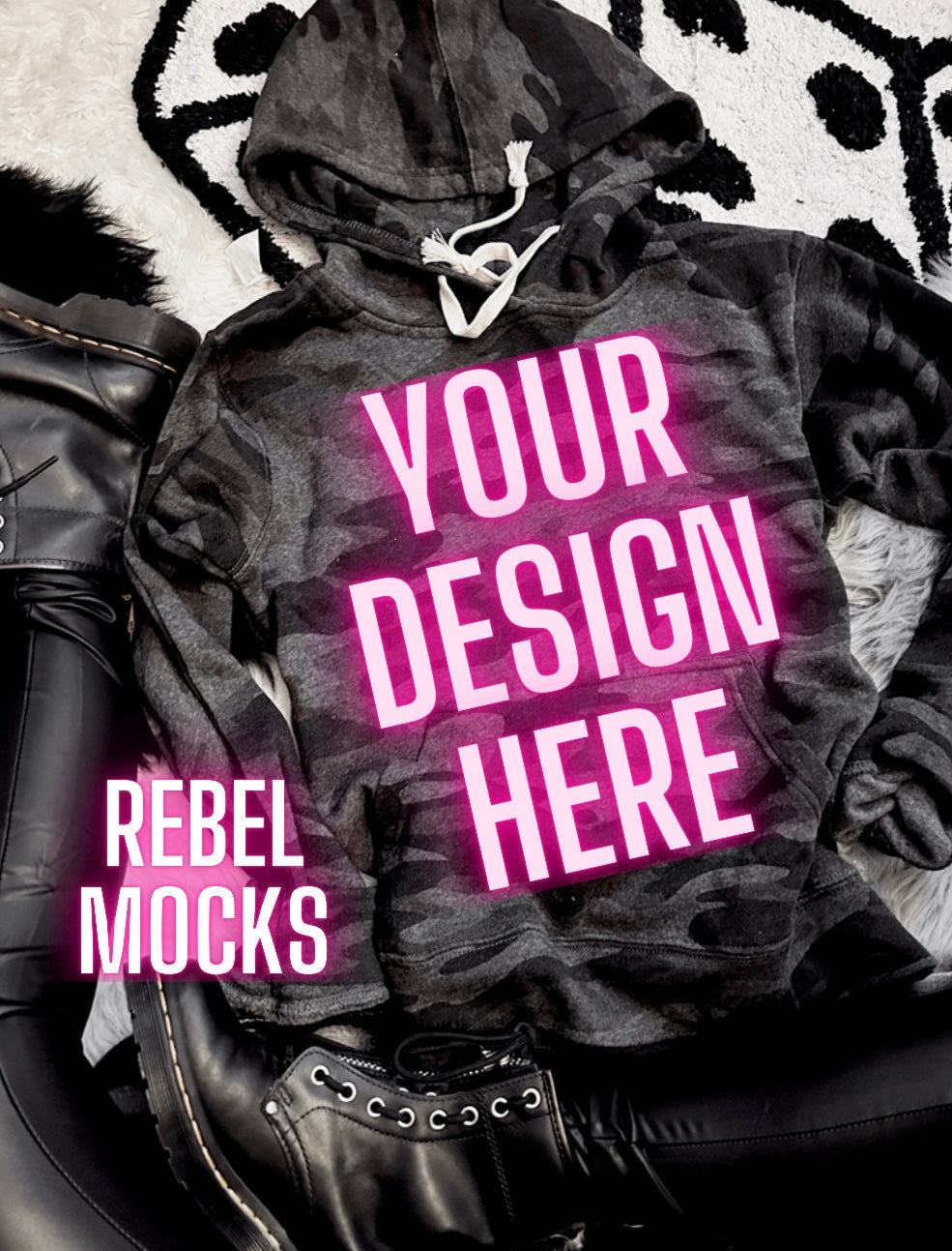 J America Black Camo Hoodie Sweatshirt Trendy Mock Up