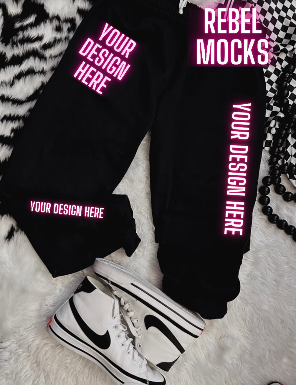 Gildan Black sweats flat Lay Mock Up TRENDING VIBES