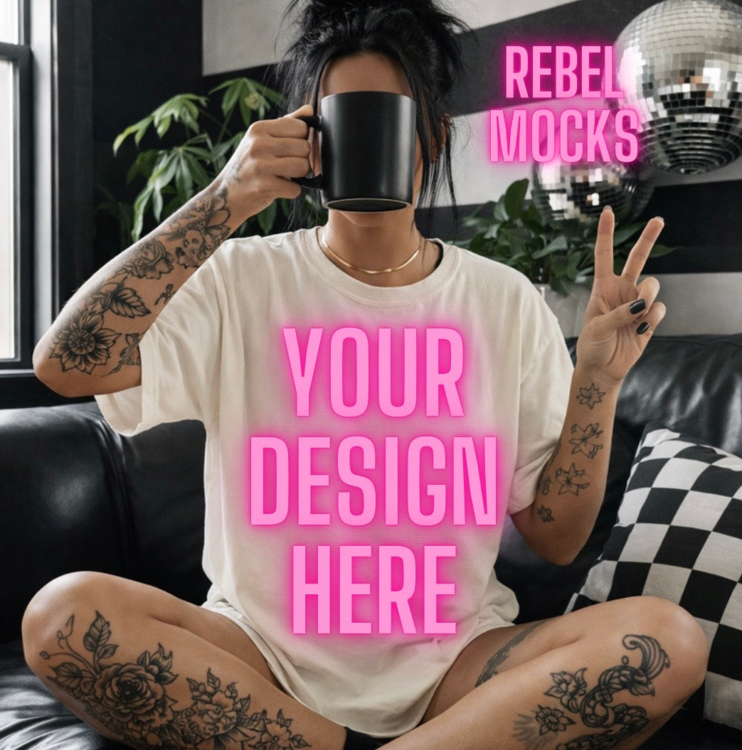CC Ivory Tee | Edgy Alternative Mock Up