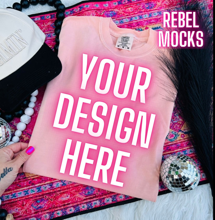 Comfort Colors peach Trendy Mock Up Flat Lay