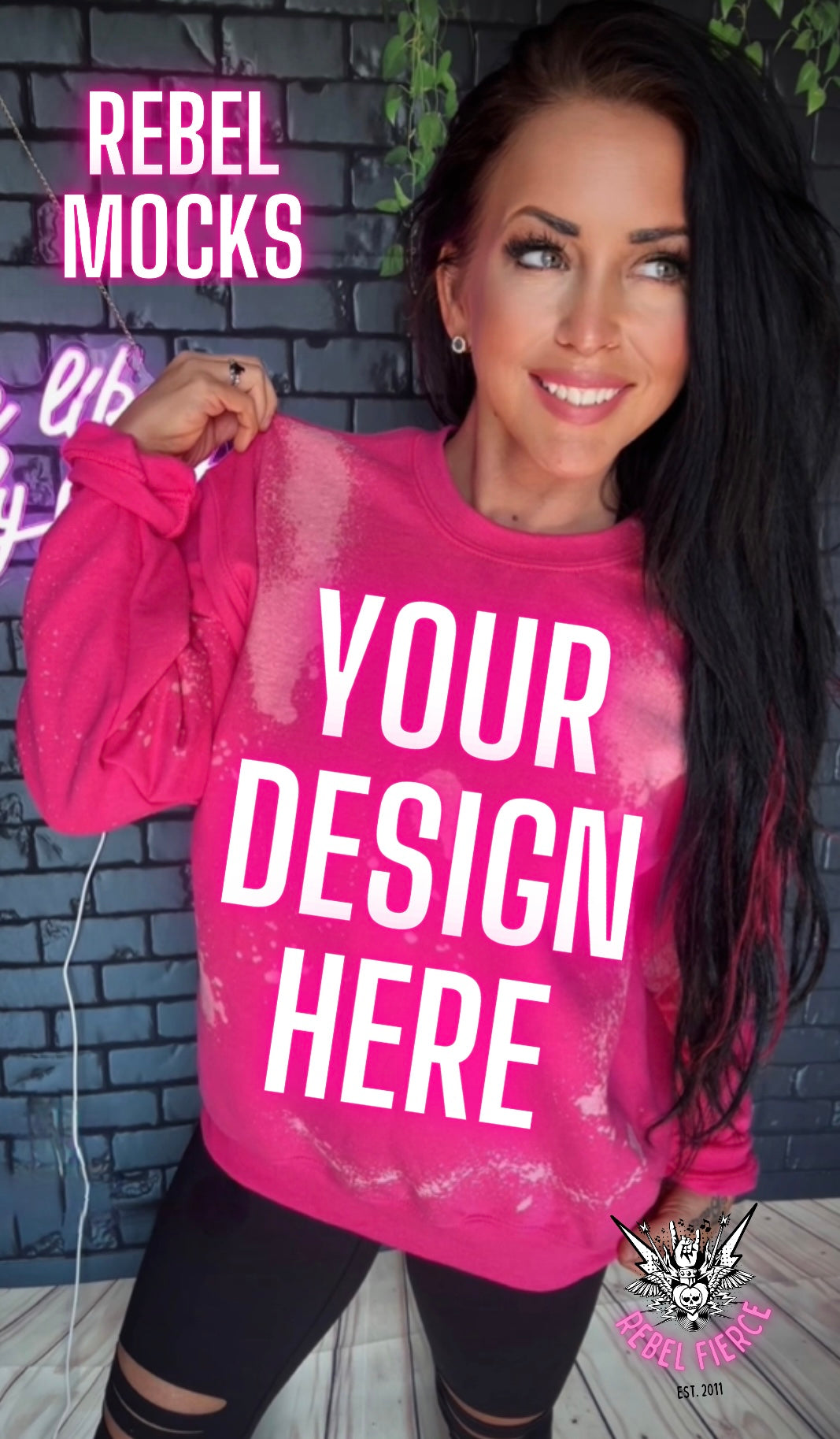 Heliconia Acid Wash Crew Neck Sweatshirt IRL Model Mock Up TRENDING VIBES