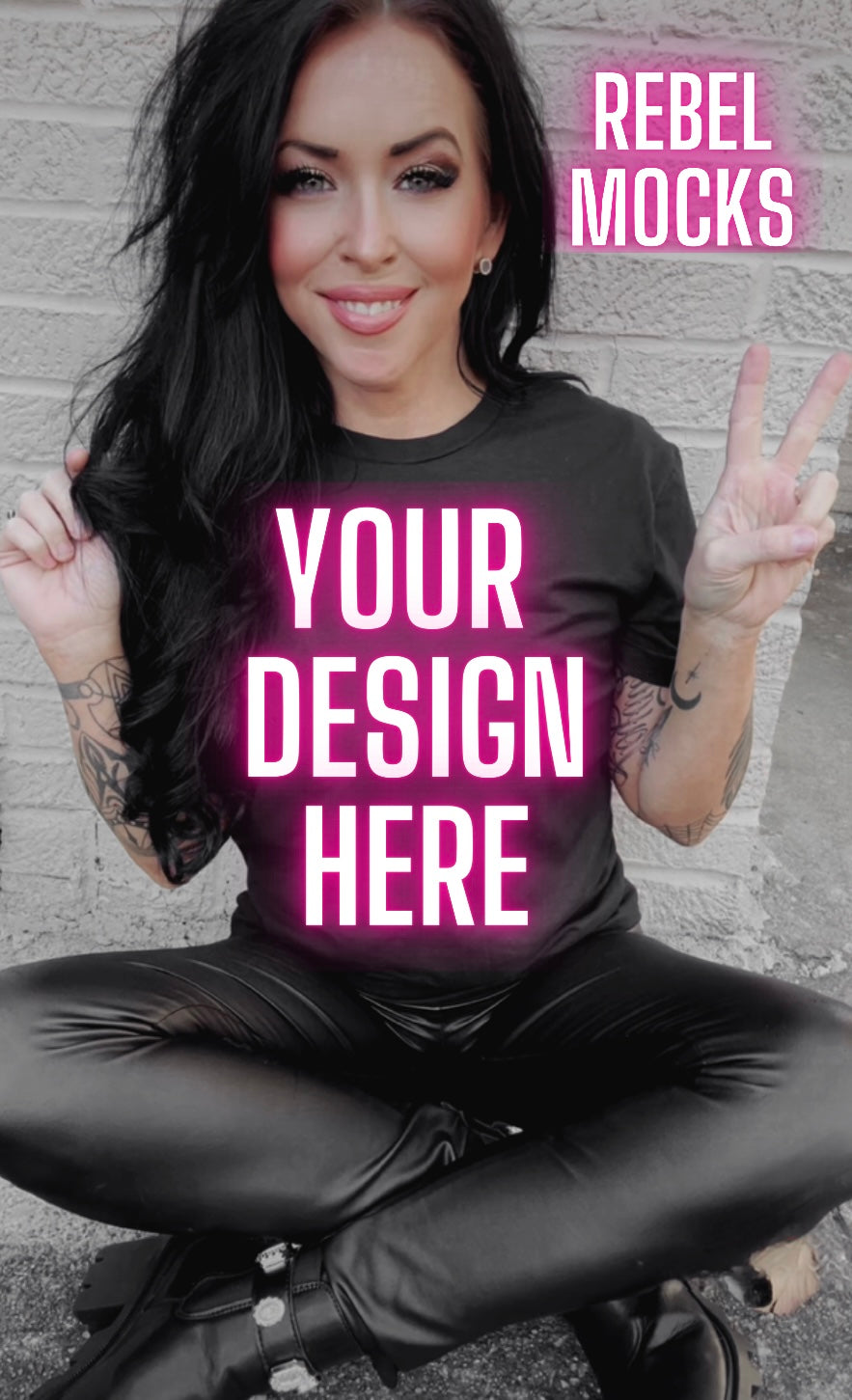 Edgy Black Tee Model Alt Vibes Mock Up