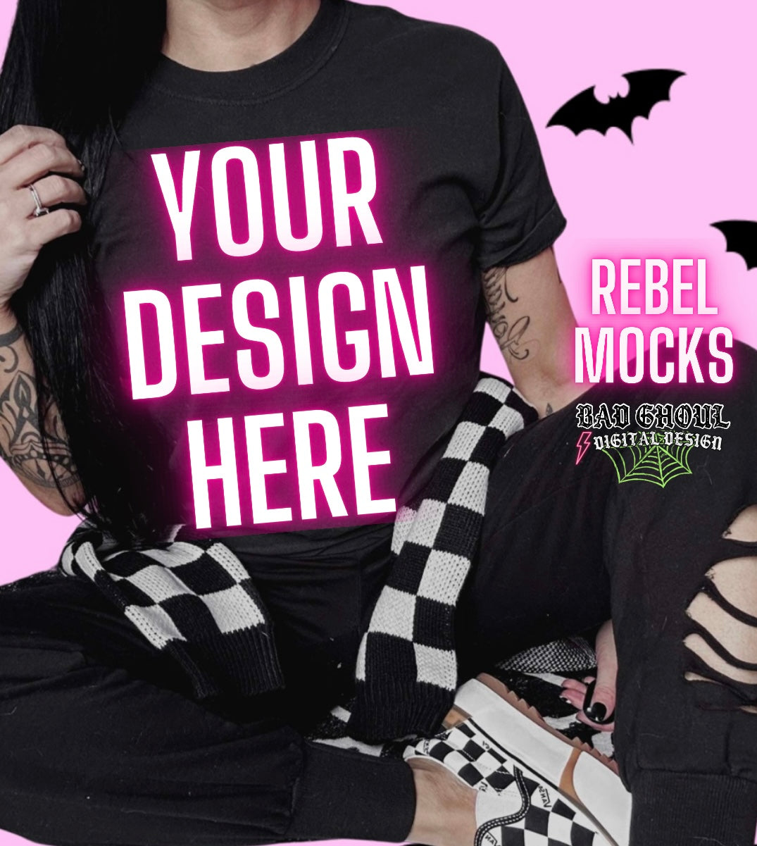 Black Tee IRL Model Mock Up TRENDING