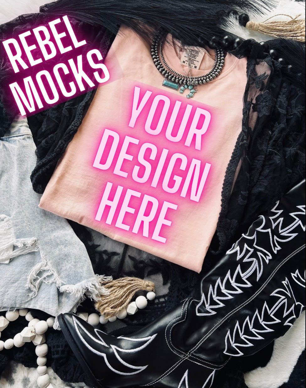 VIBIN CC Peachy Tee Flat Lay Mock UP