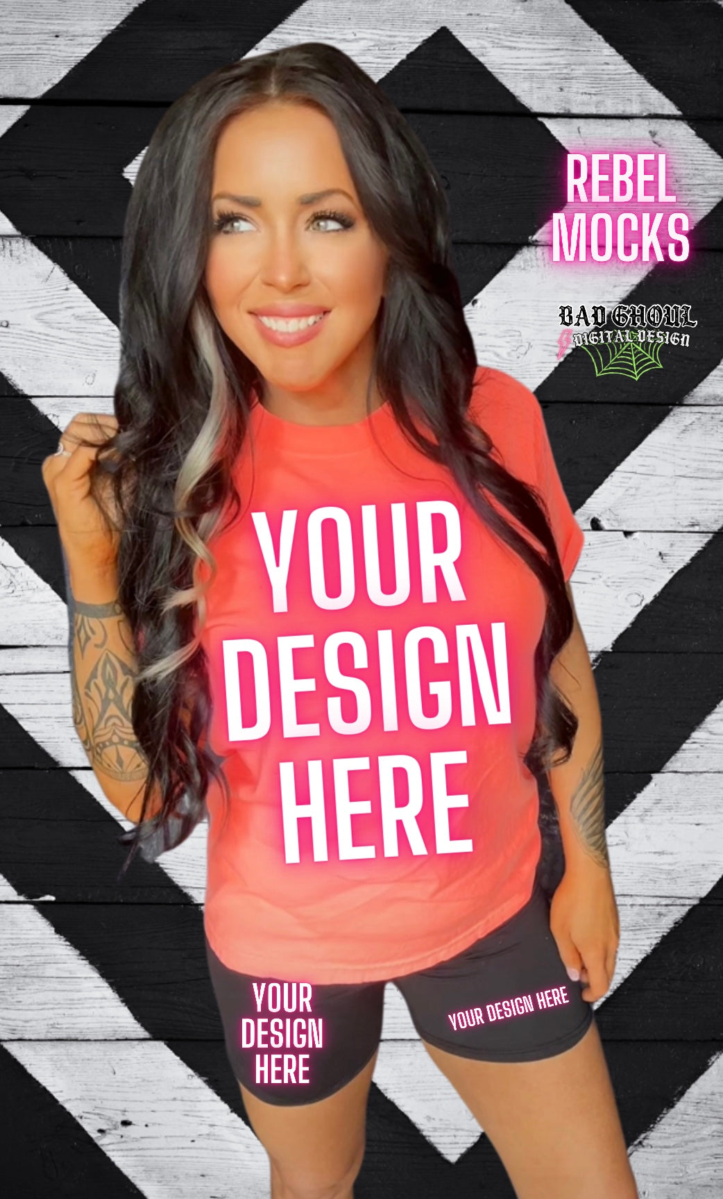 Neon Red Orange CC IRL Model Mock Up TRENDING