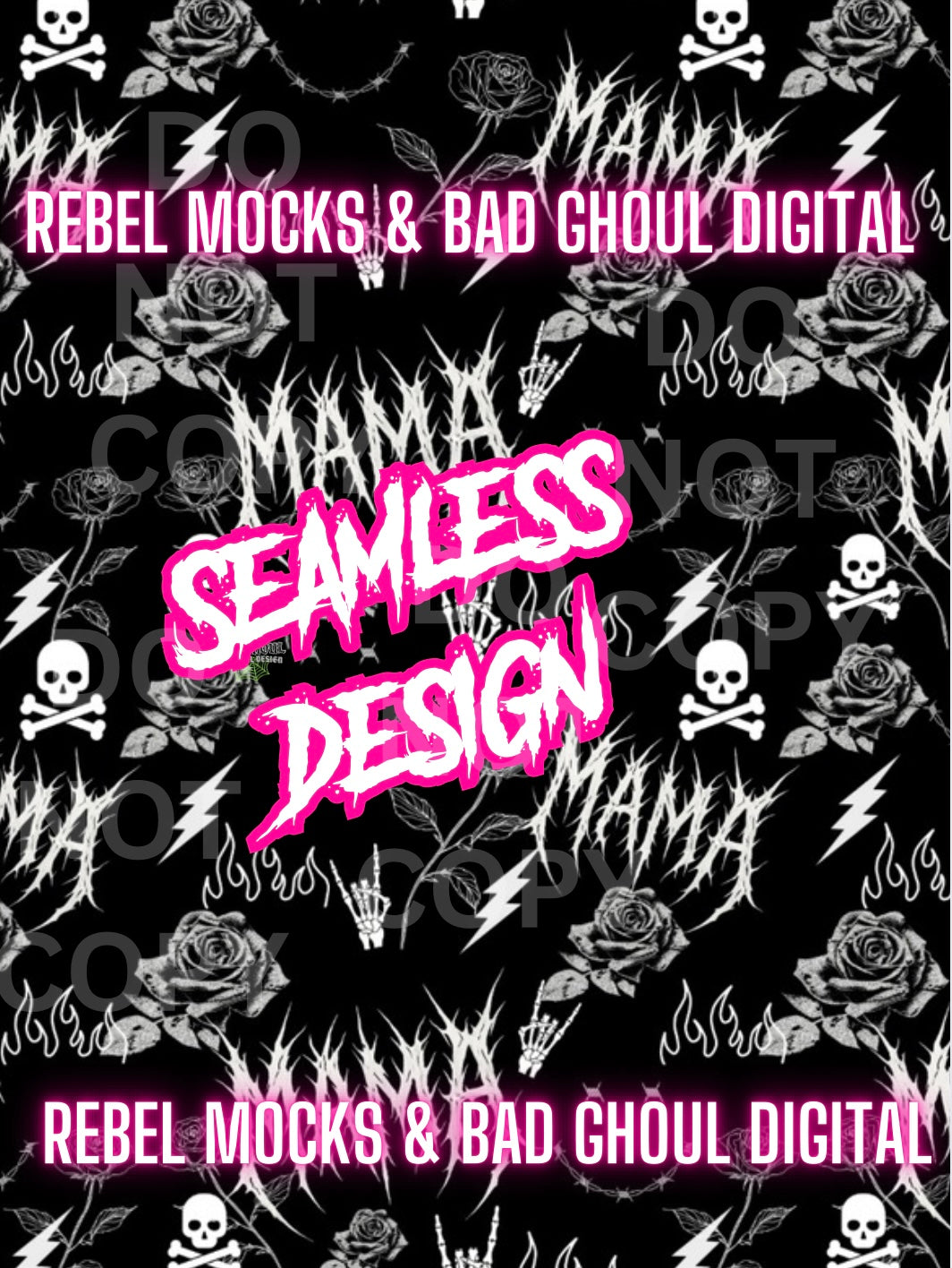 Mama-Seamless PNG Download – Rebel Mocks & Badghoul Digital