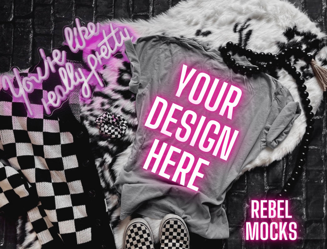 Bundle Charcoal Gray Flat Lay Mock Up Trendy Edgy Vibes Sub Friendly 5 mocks