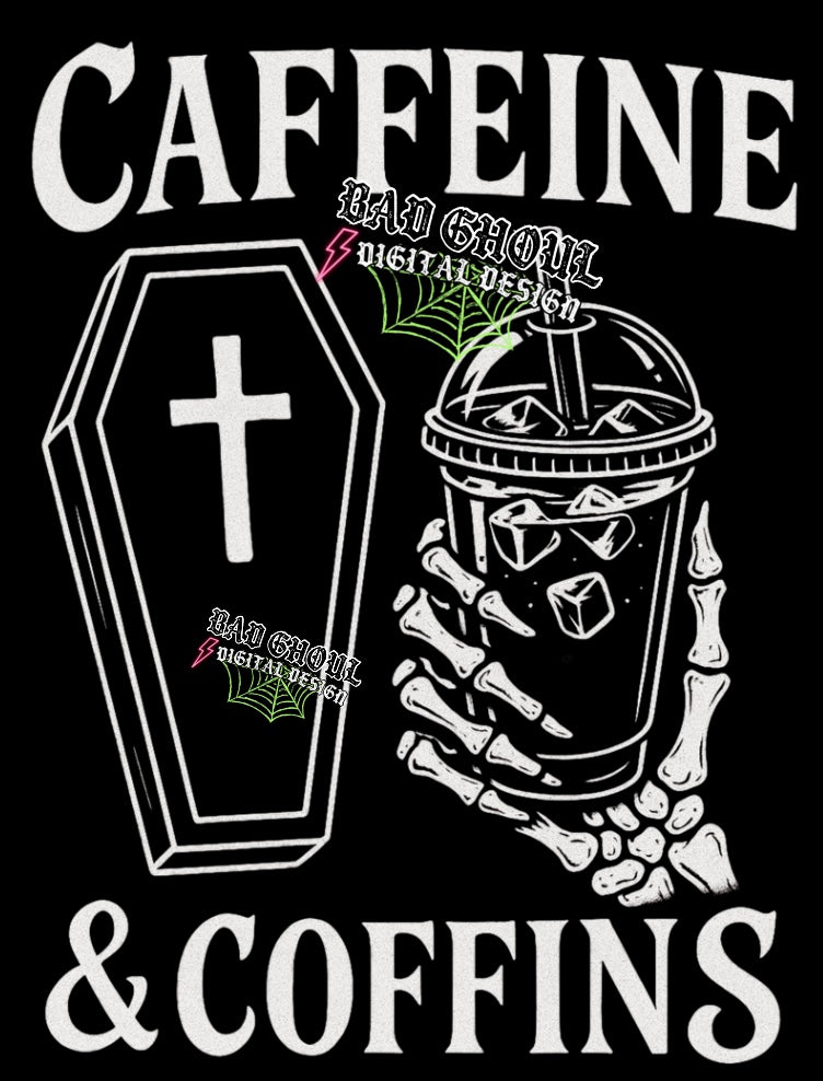 Caffeine & Coffins PNG Download black fab only