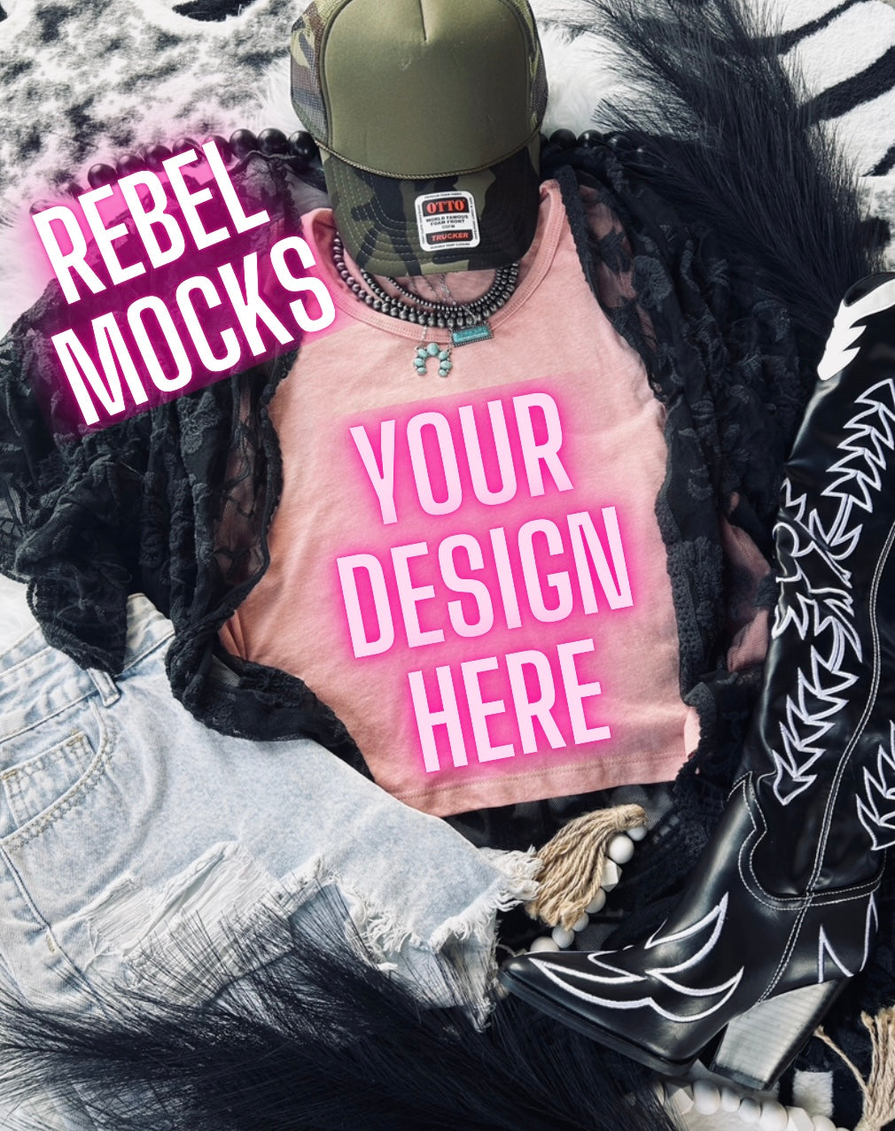VIBIN Desert Pink Next Level Tank Flat Lay Mock UP