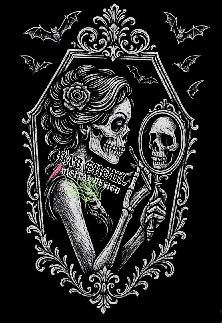 Skelly Girl Makeup- BLACK Fabric Only PNG Downloadl