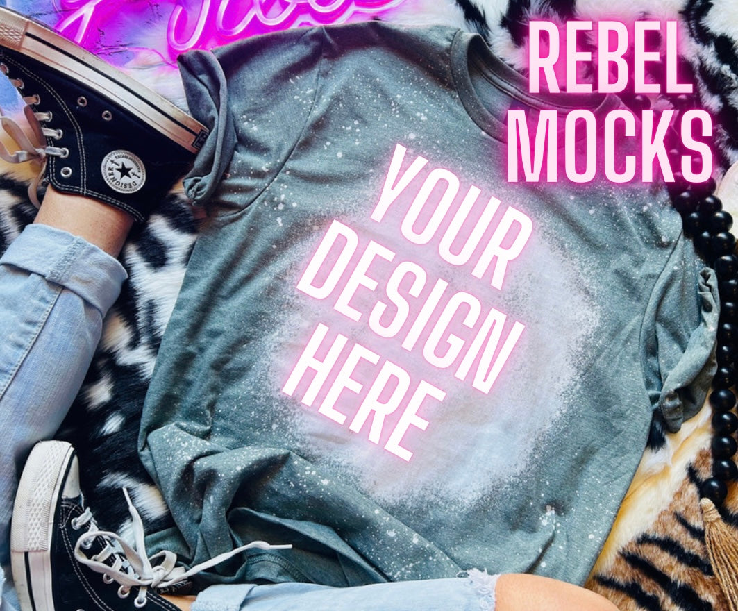 Bleach Softstyle Heather Green Mock UP Bundle 4 Mocks