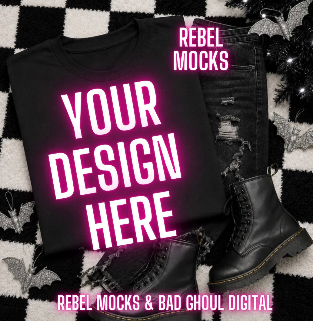 Black Tee|Edgy Holiday Alternative Mock Up