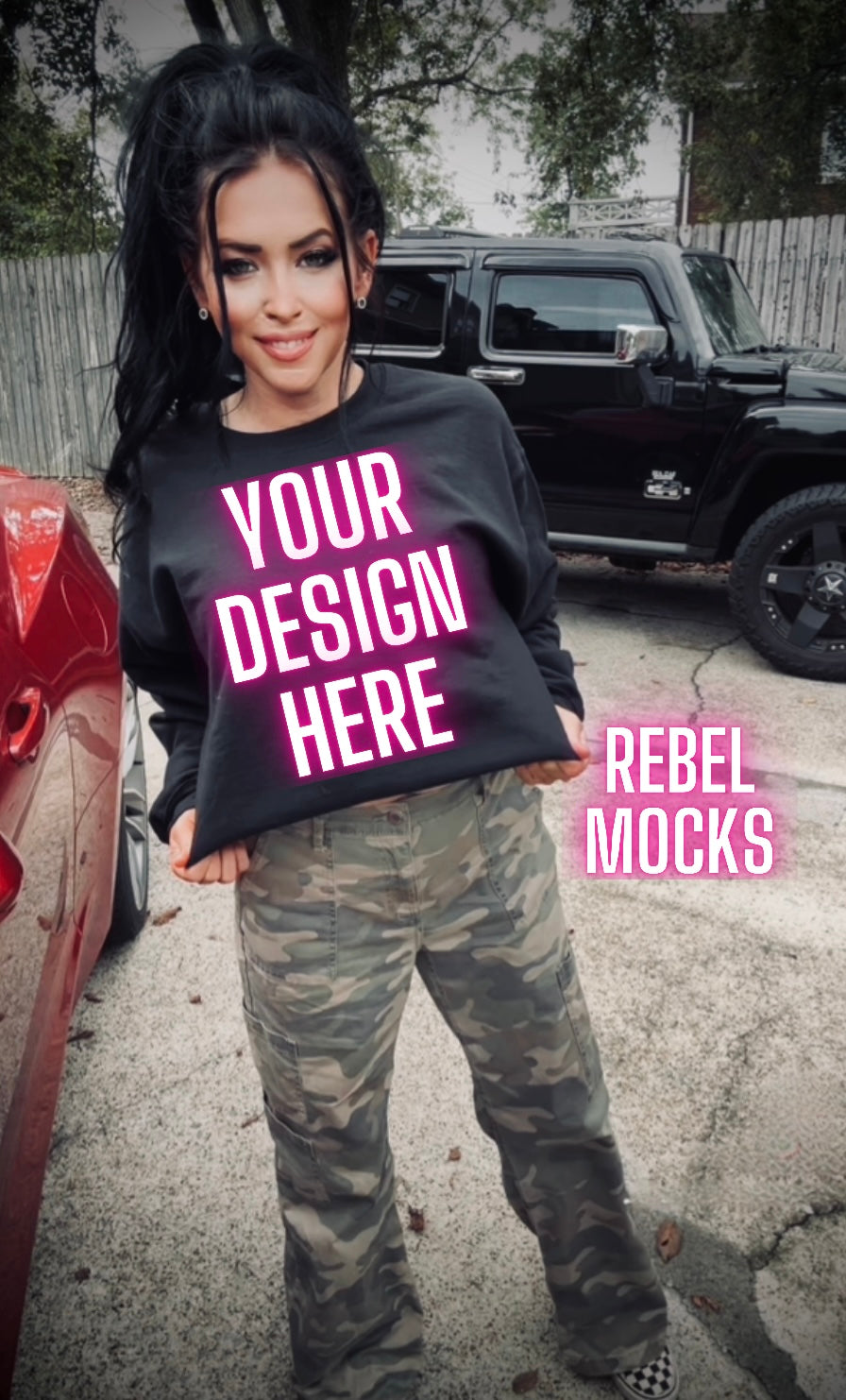 Black Crew Neck Sweatshirt Model Mock Up Edgy Vibes