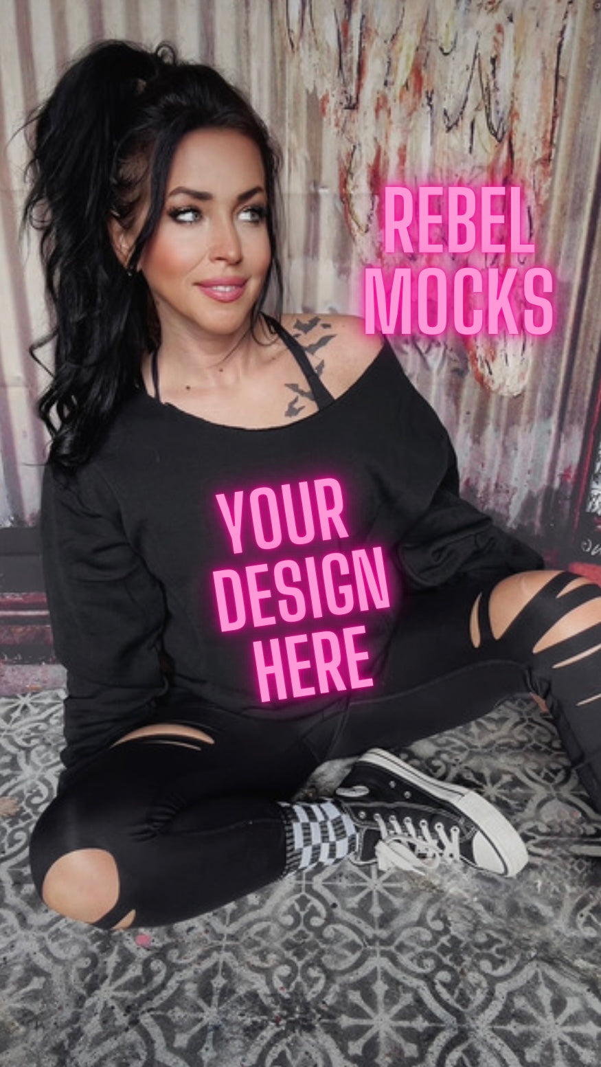 Black off shoulder Crew IRL Alternative Edgy