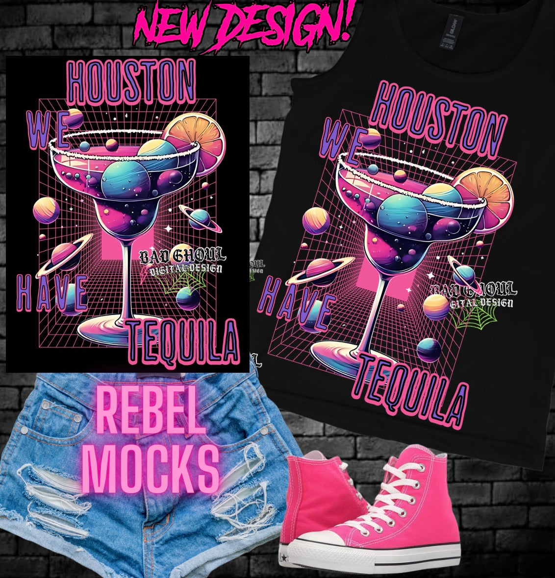 Houston We Have Tequila PNG Download black fabric only