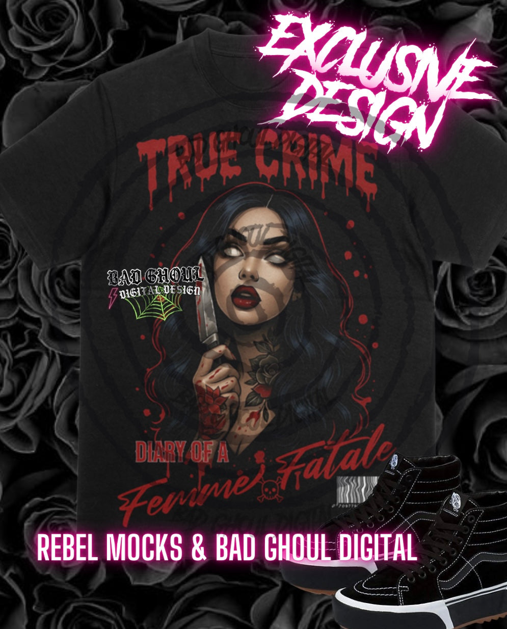 Exclusive True Crime PNG DOWNLOAD Black Fabric Only