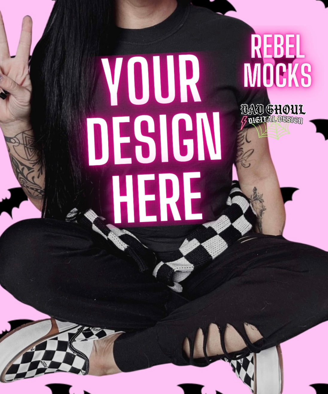 Black Tee IRL Model Mock Up TRENDING