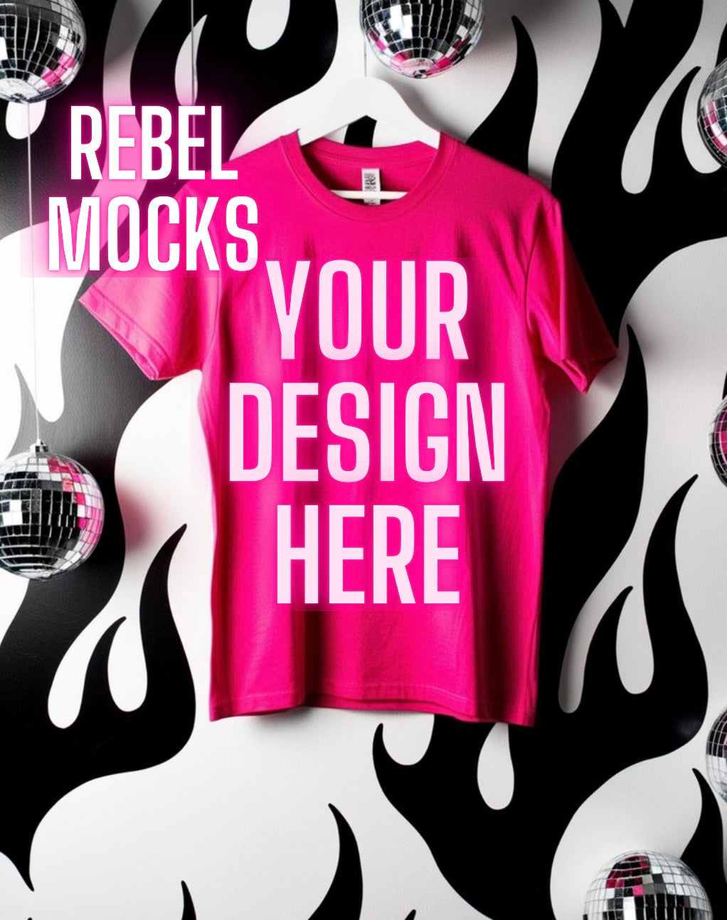 Hot Pink Tee Edgy Trendy Mock Up