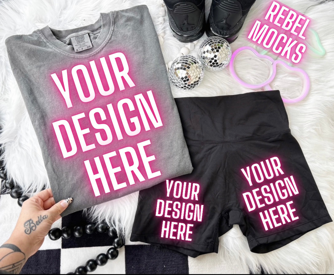 Pepper + Biker Shorts Flat Lay Trending Mock Up Flat Lay