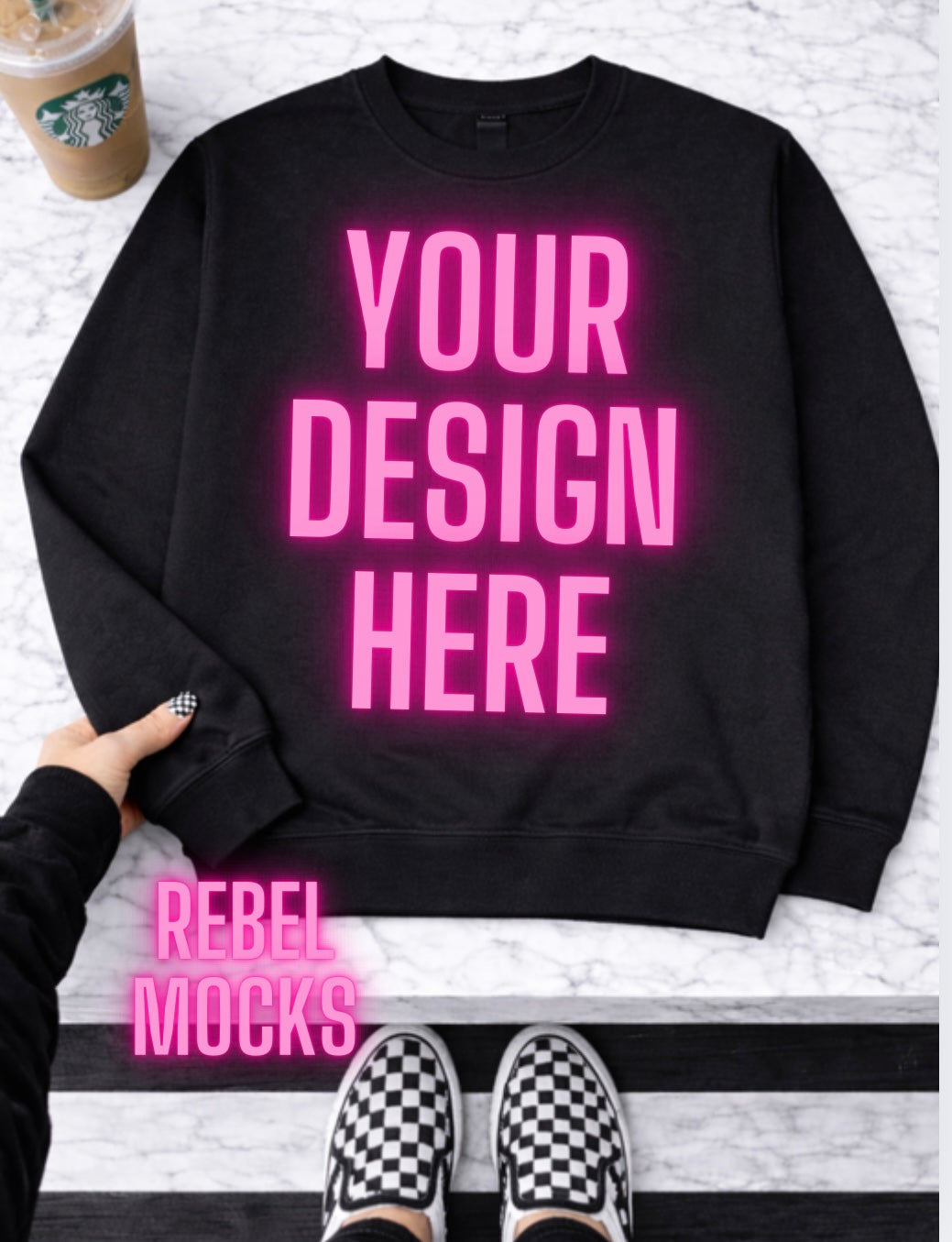 Black Crew| Edgy Alternative Mock Up