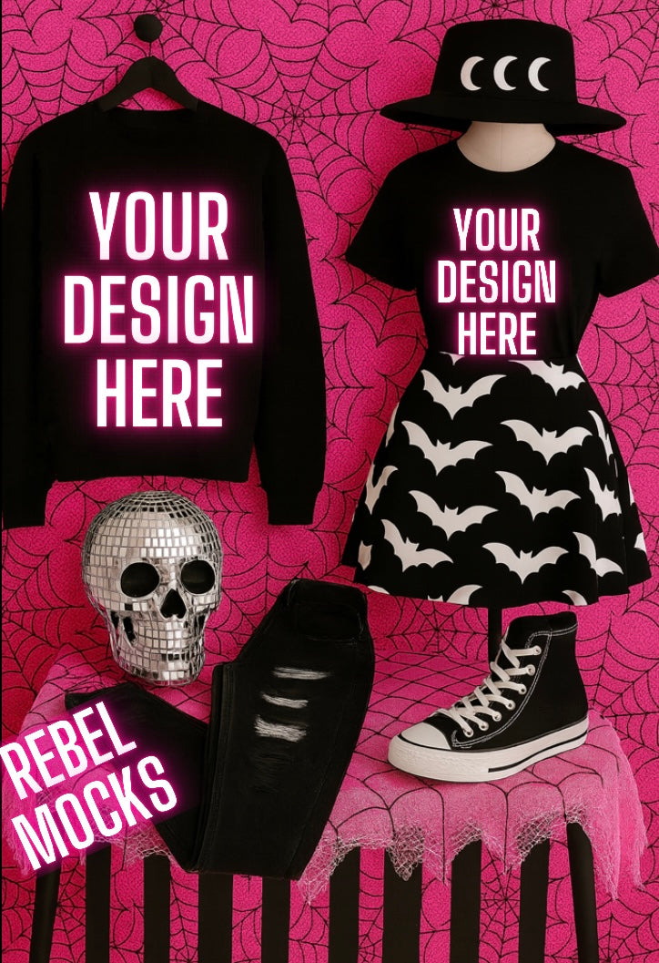 Sweatshirt and Tee Goth Edgy Alternative Mock Up