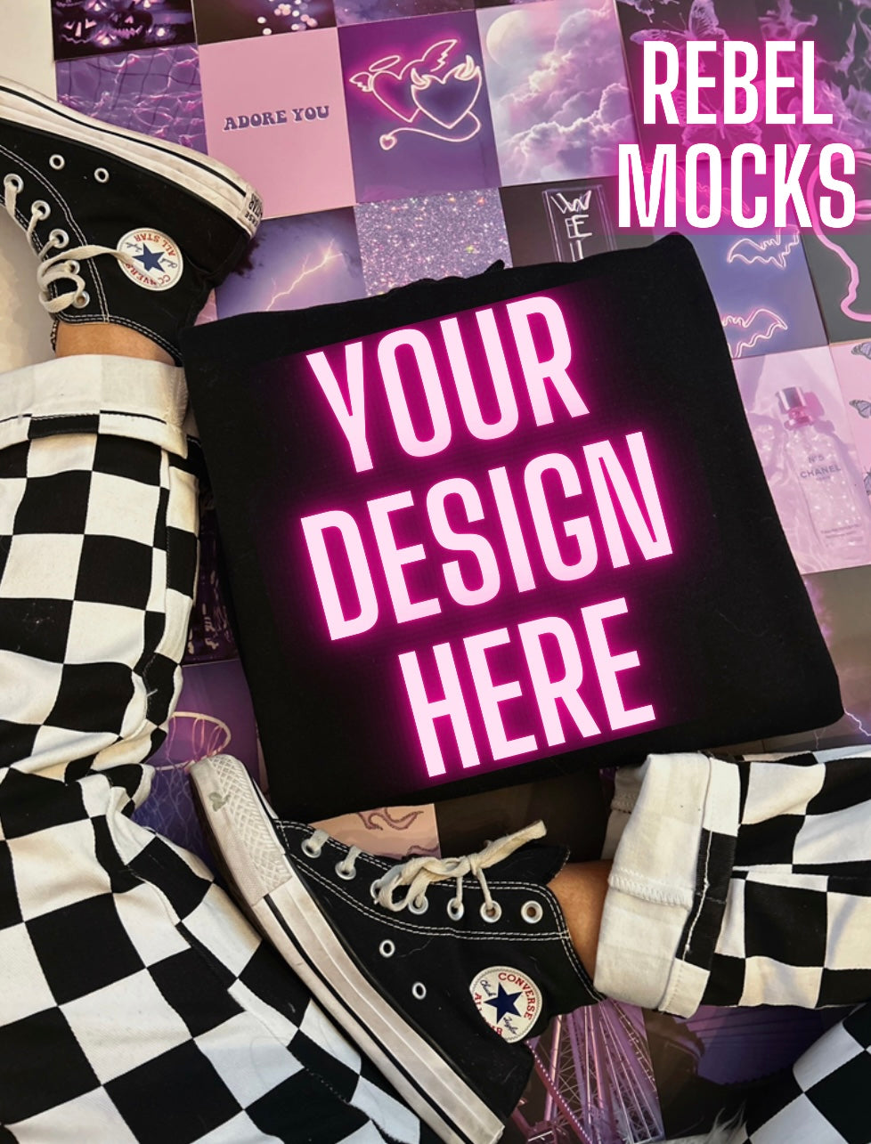 Edgy Aesthetic Black Flat Lay Trendy Mock Up