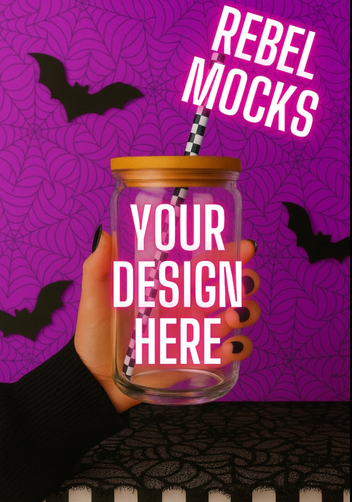 Glass cup Goth Edgy Alternative Mock Up