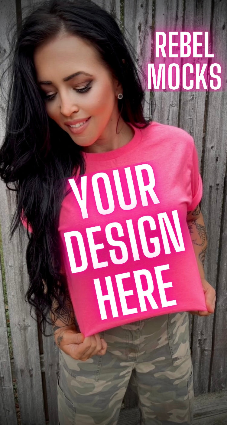 Neon Pink Tee Model Mock Up Edgy Vibes
