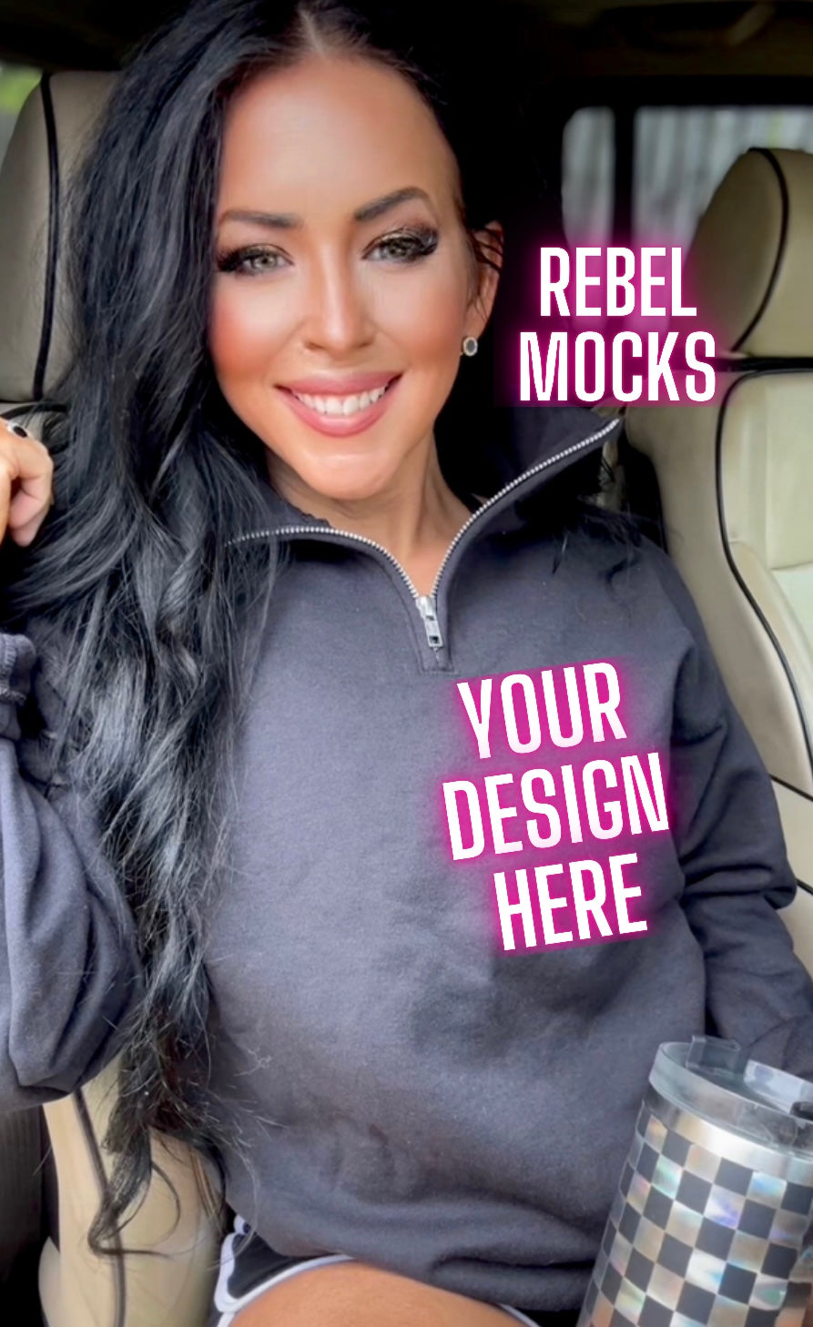 Jerzee Black 1/4 Zip Sweatshirt Model Mock Up