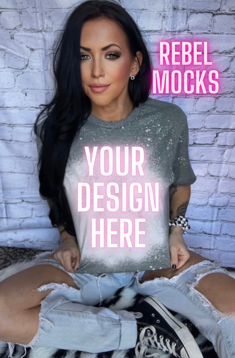 Bleach Softstyle Heather Green Mock UP Bundle 4 Mocks