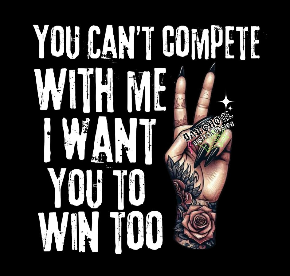 Cant Compete PNG Download black and white