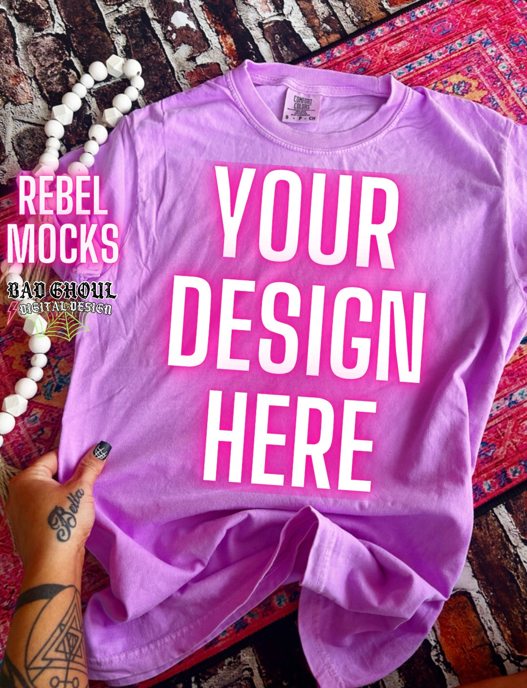 Neon Violet Tee Flat Lat Mock Up trendy