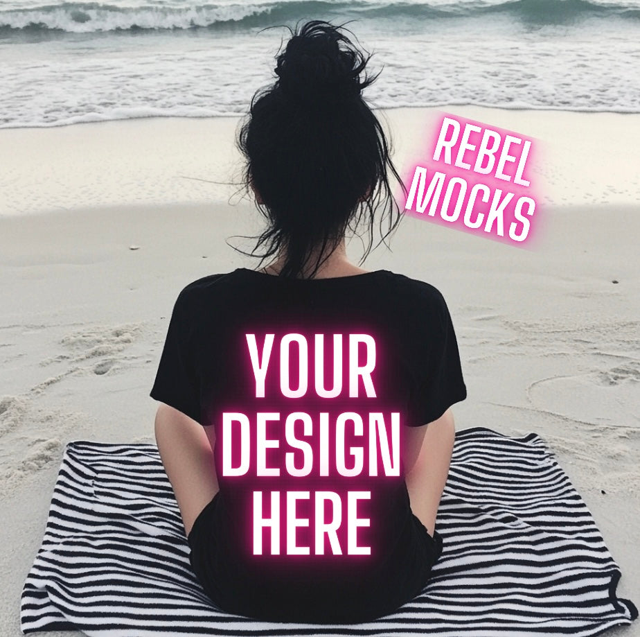 Black Tee Beachy Alt Vibez Model Mock Up