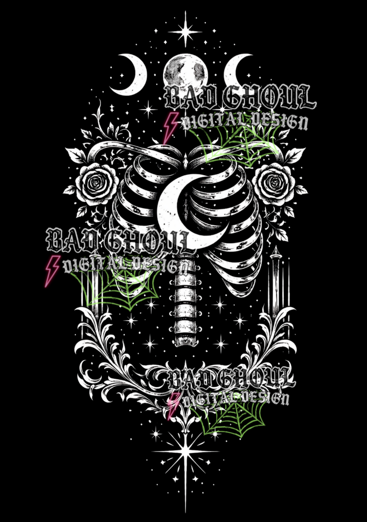 Skeleton Ribcage - Gothic Frame | PNG DOWNLOAD BLACK FAB ONLY
