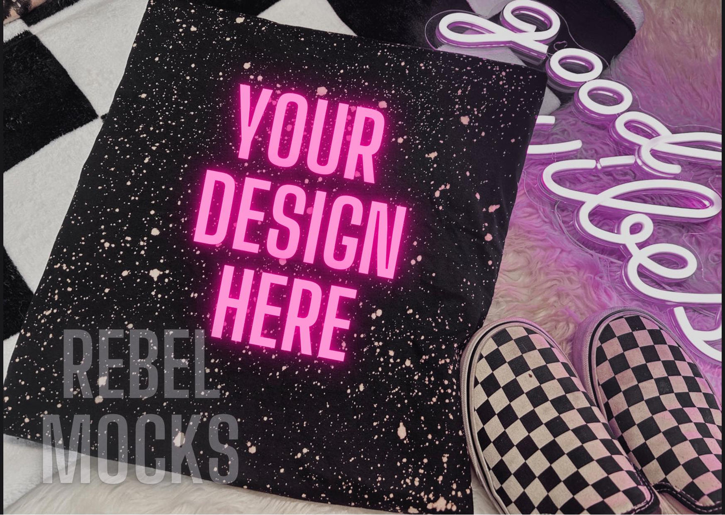 Acid Wash Splat Alternative Edgy Trendy Mock Up Flat Lay