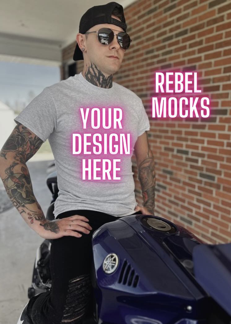 Mens Ash Tee Mock Up IRL Alternative Edgy tattoo