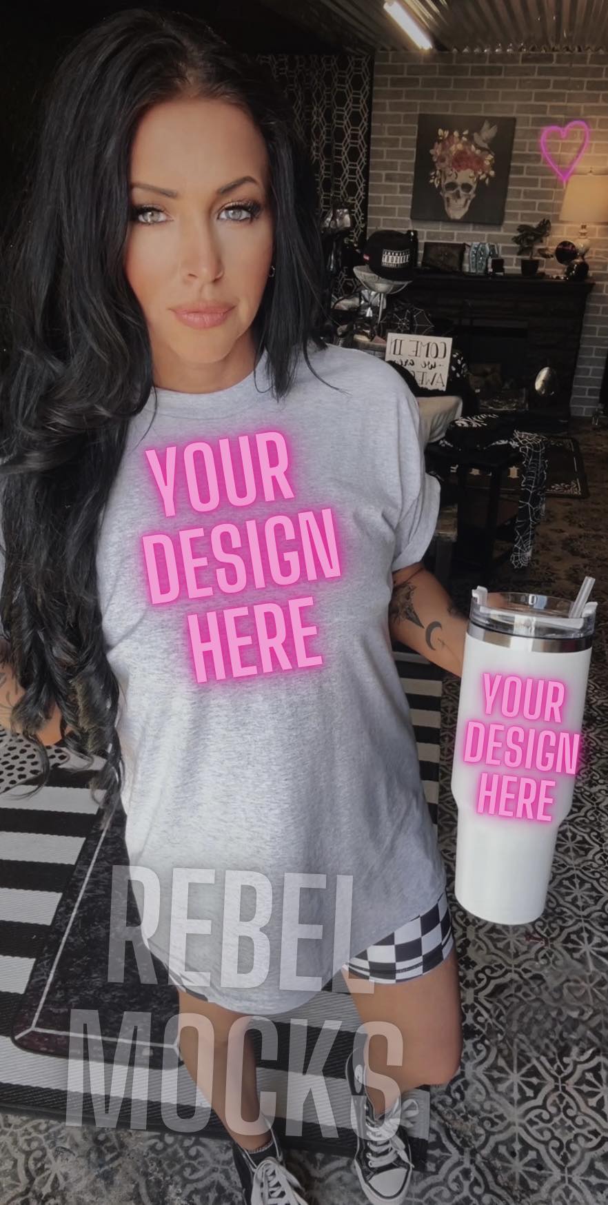 bundle Ash Tee and cup Alternative Edgy Trendy 2 Mock Ups