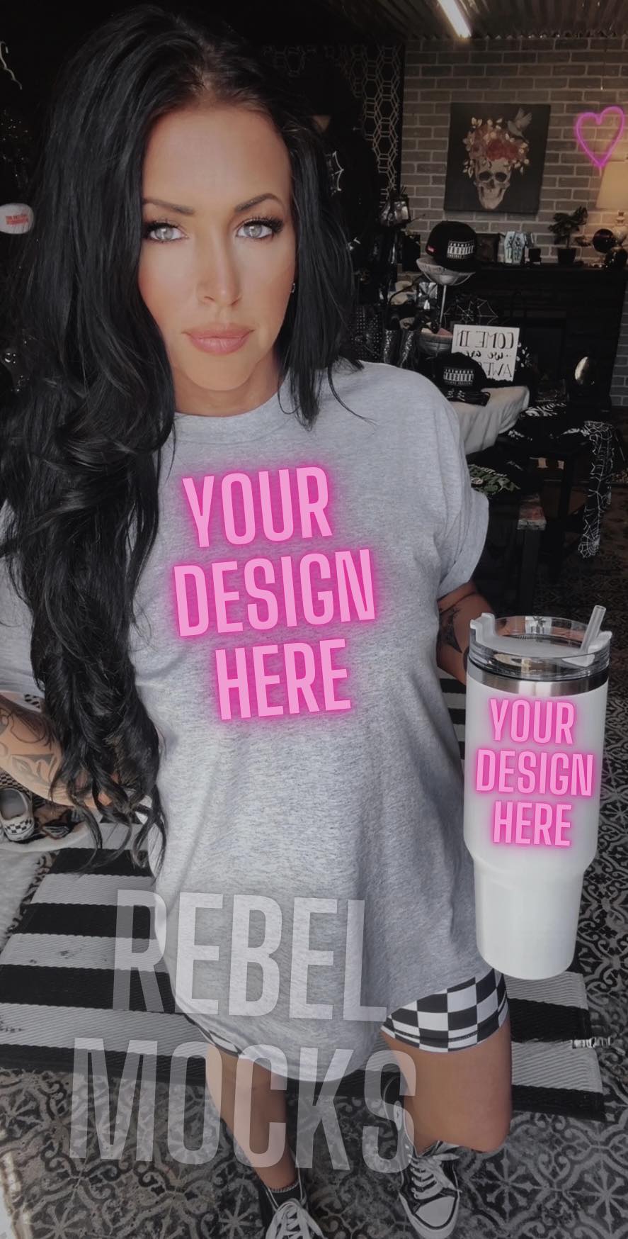 Ash Tee and cup Alternative Edgy Trendy Mock Up