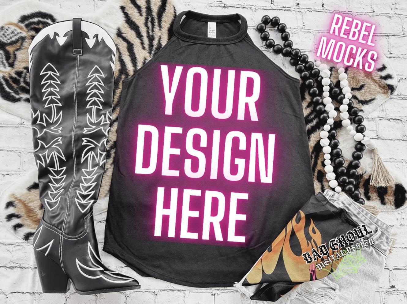 Black Frost Tri Rocker Tank Flat Lay Mock Up TRENDING