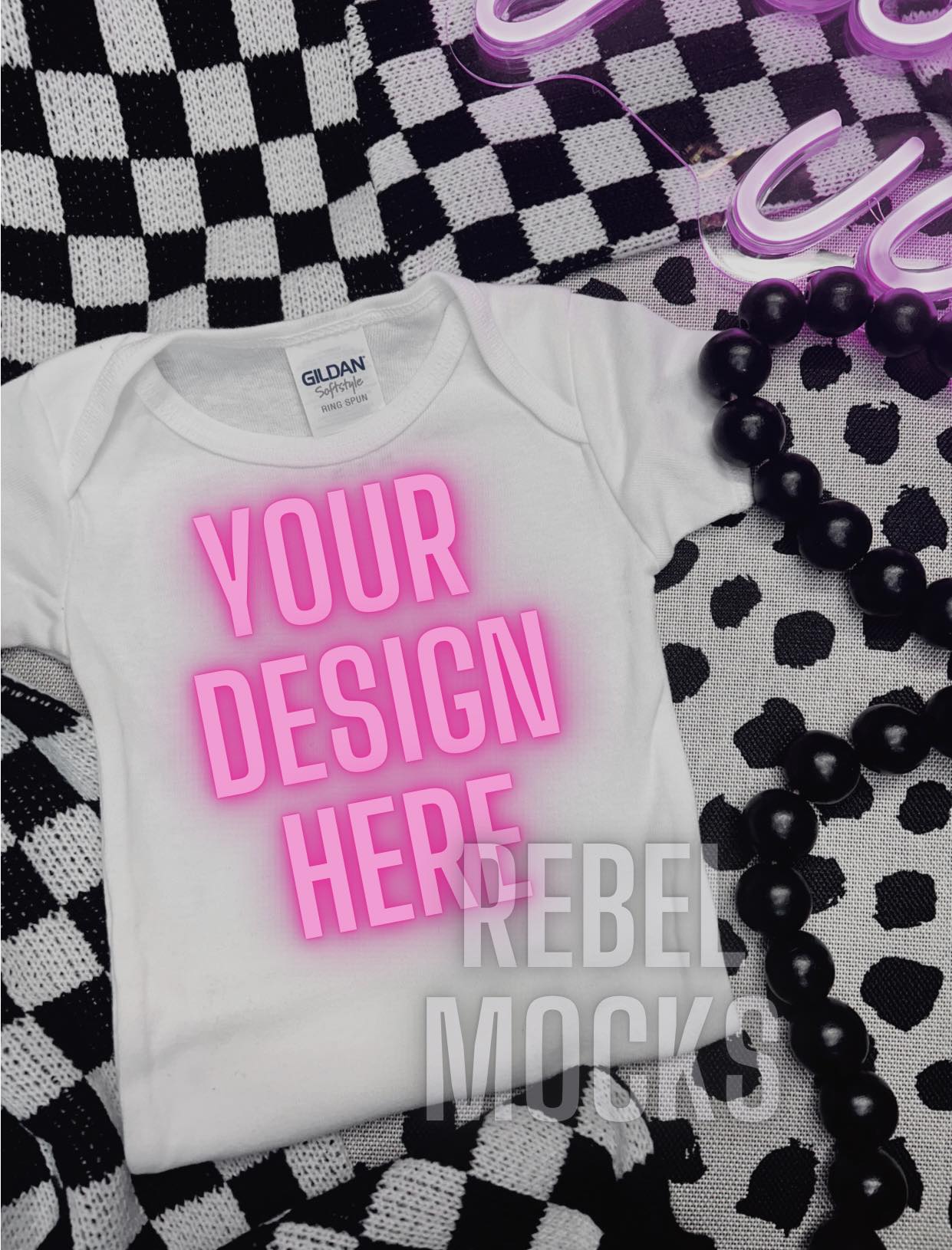 Baby Toddler White Tee Alternative Edgy Trendy Mock Up Flat Lay