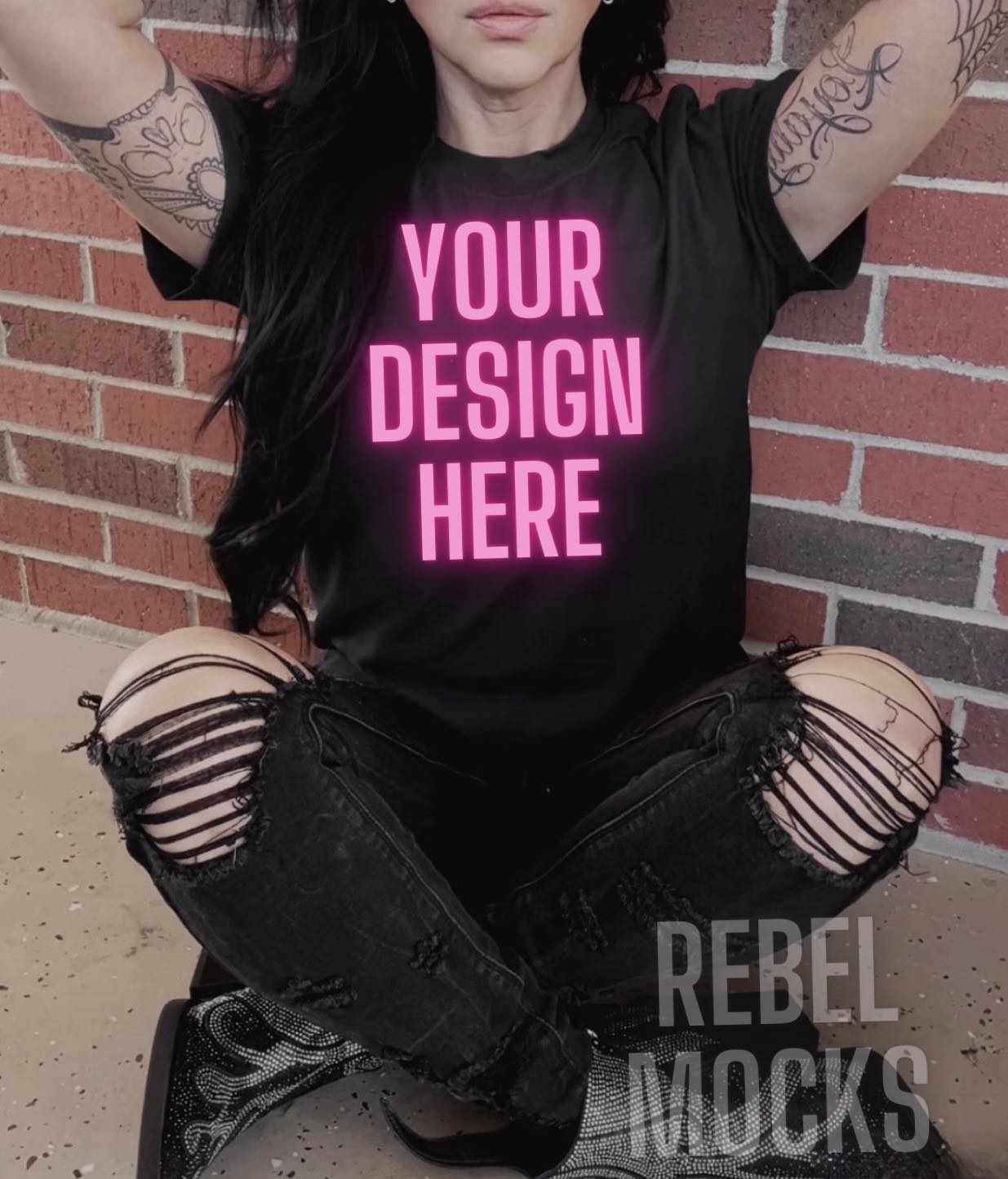 Alternative Black Tee Edgy Trendy Mock Up