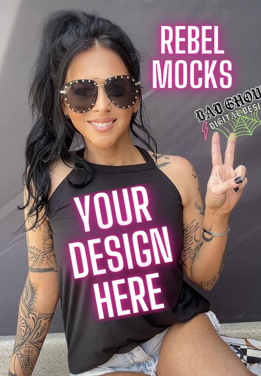 Black Tri Rocker Tank IRL Model Mock Mock Up TRENDING