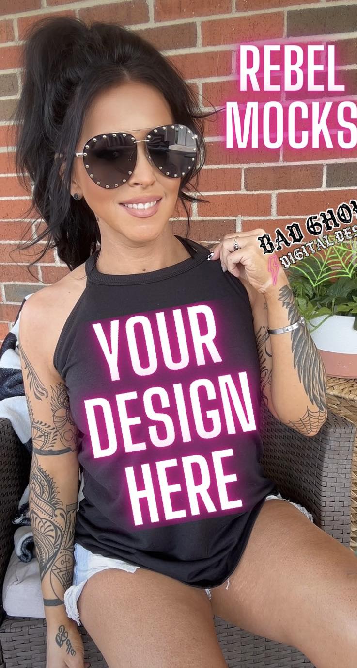 Black Tri Rocker Tank IRL Model Mock Mock Up TRENDING