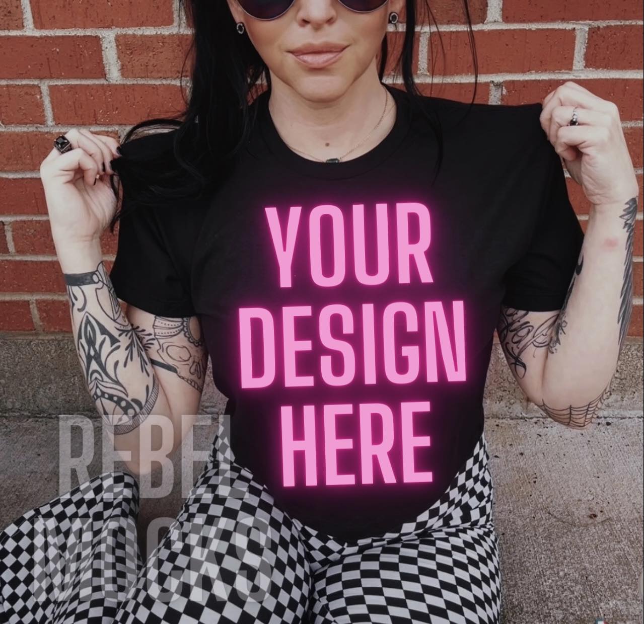 Black Tee Alternative Edgy Trendy Model Mock