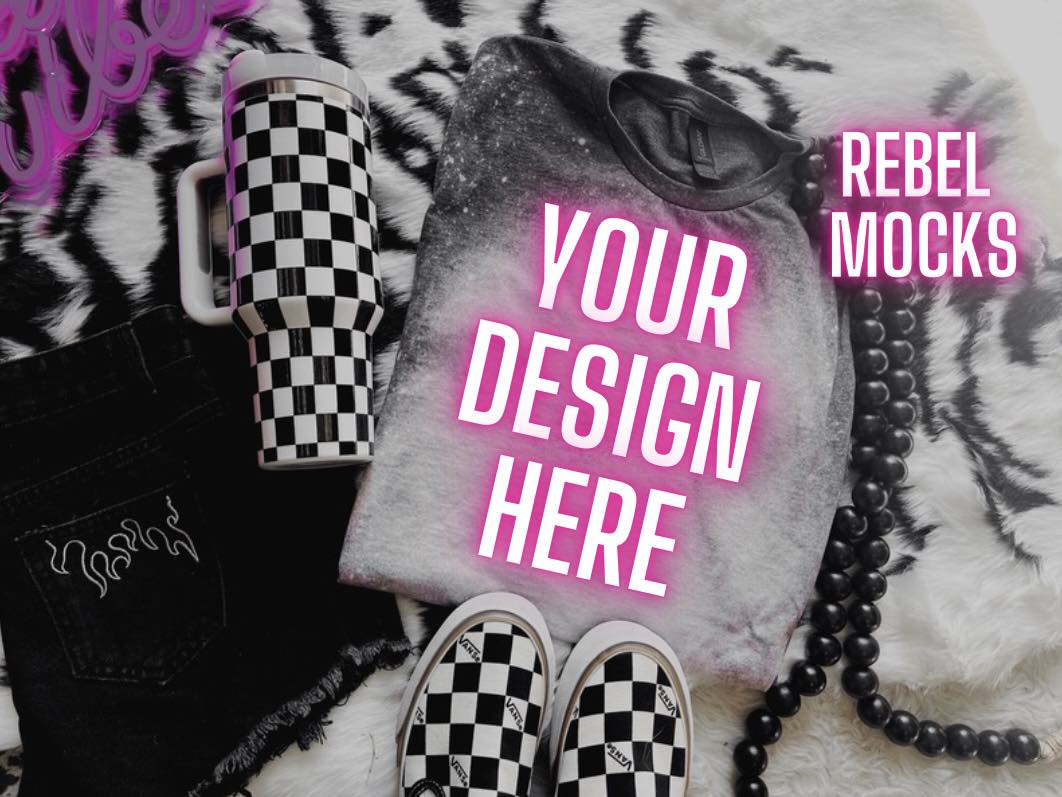 Gildan Softstyle Dark Heather Flat Lay Bleach Alternative Edgy Mock Up