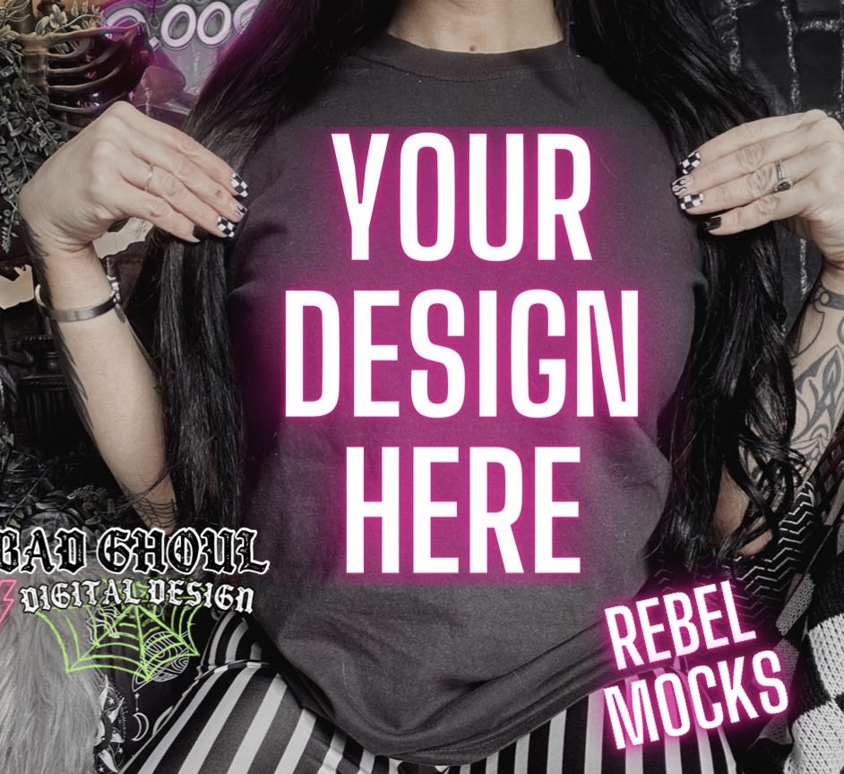Model Mock Black Tee Bookish Alt Vibes