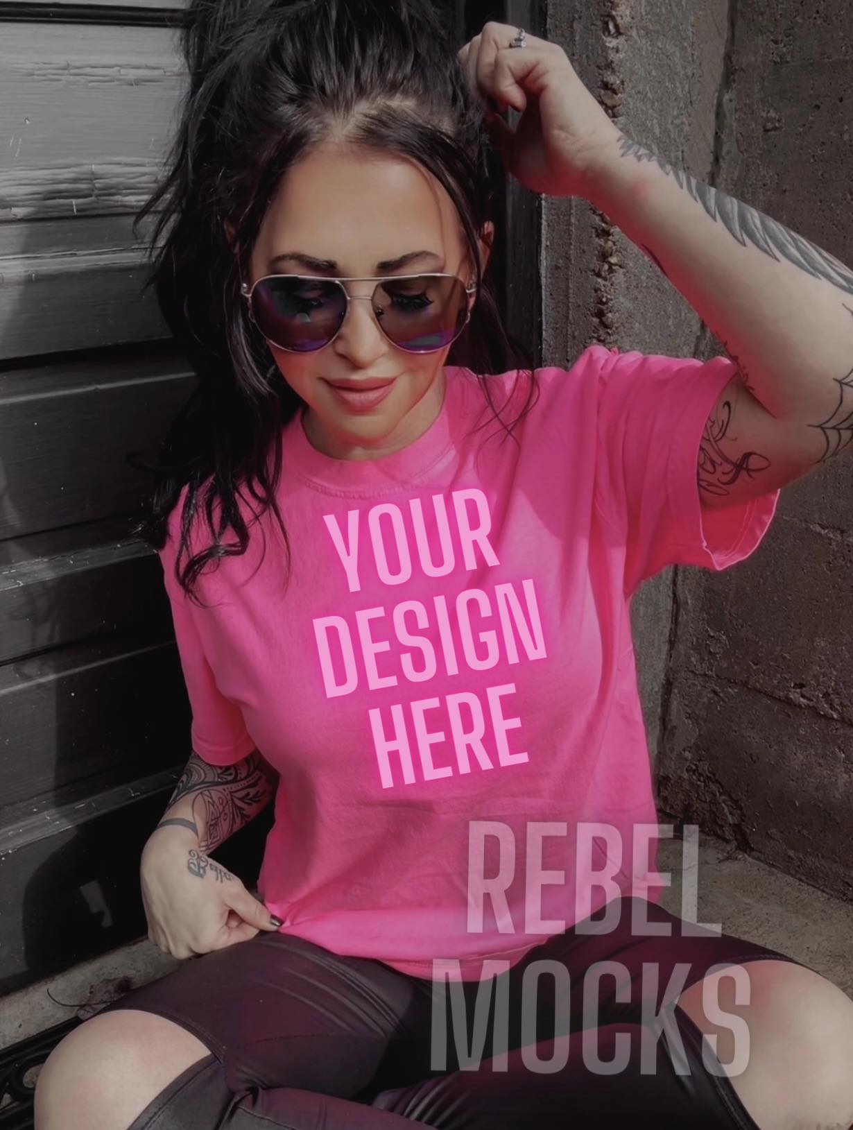 IRL MODEL MOCK Neon Pink Comfort Colors