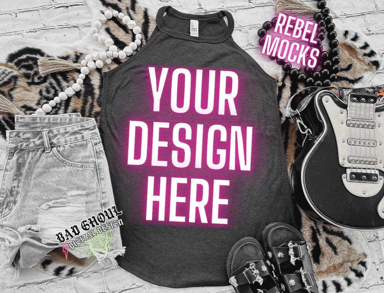 Black Frost Tri Rocker Tank Flat Lay Mock Up TRENDING