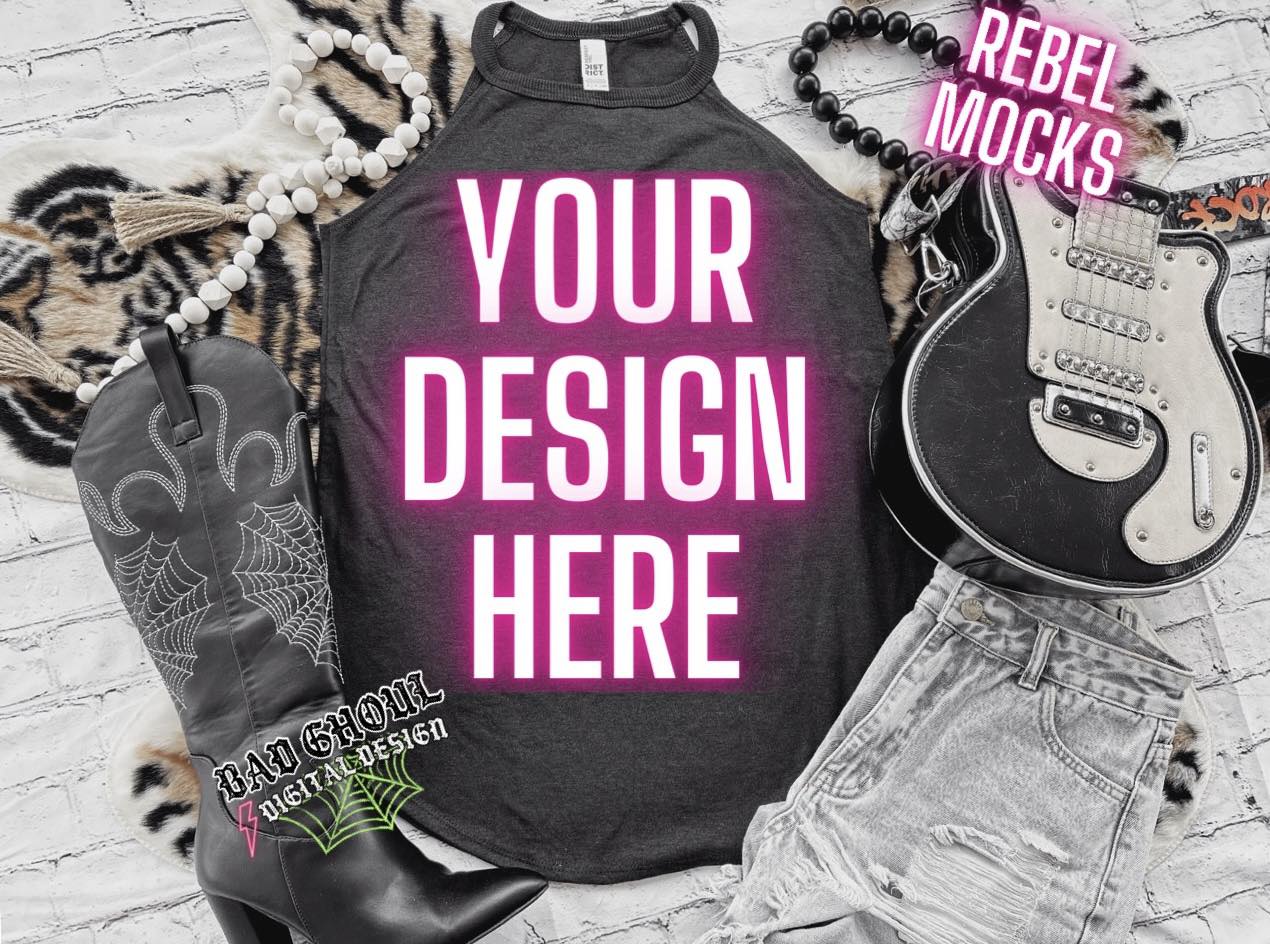 Black Frost Tri Rocker Tank Flat Lay Mock Up TRENDING