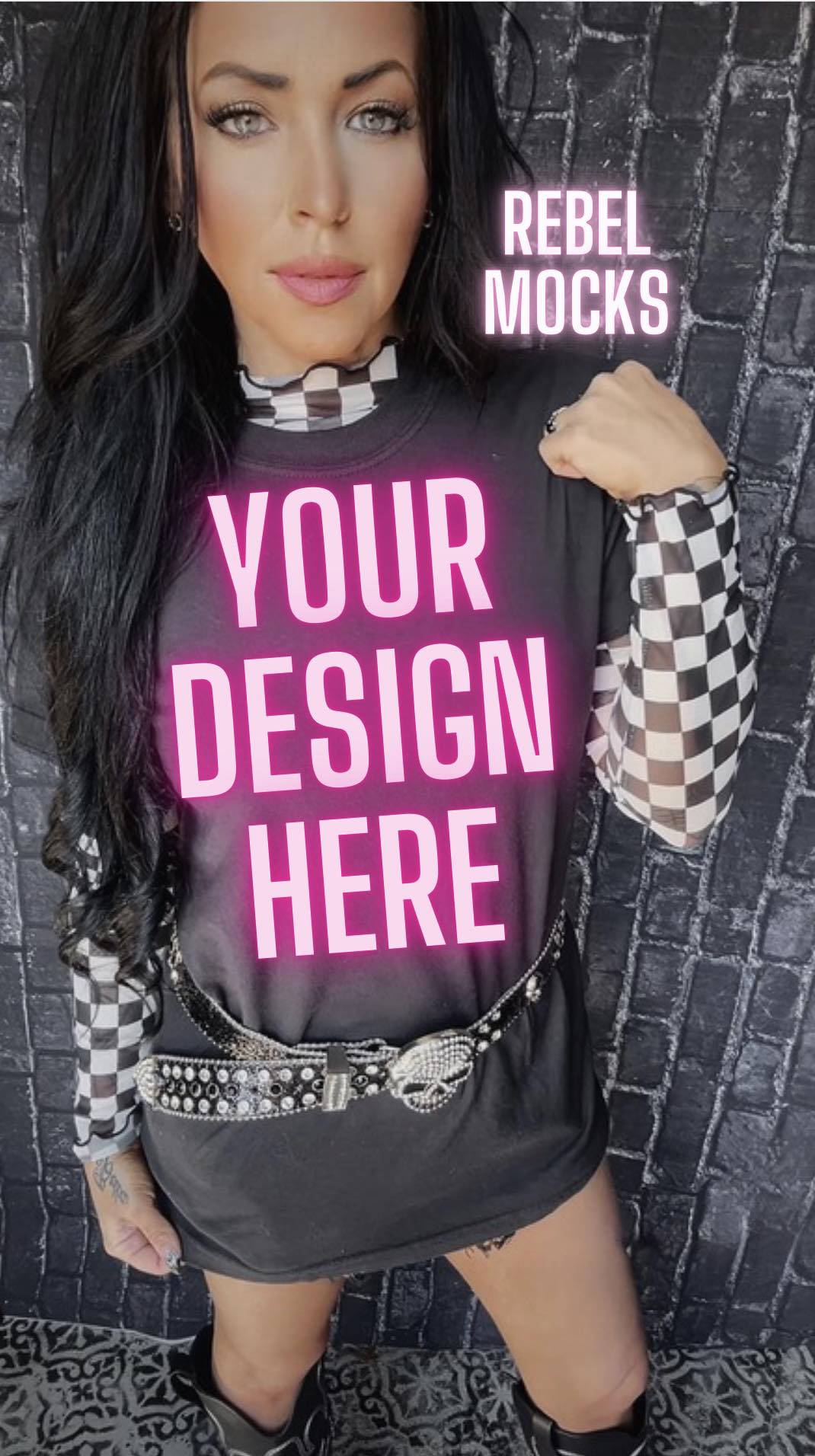 Checkered EDGY IRL Black Tee Mock Up